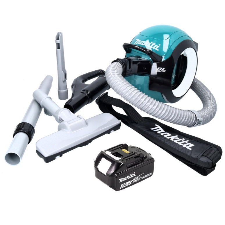 Aspirateur sans fil Makita DCL 501 T1 18 V sans balais + 1x batterie 5,0 Ah + accessoires - sans chargeur