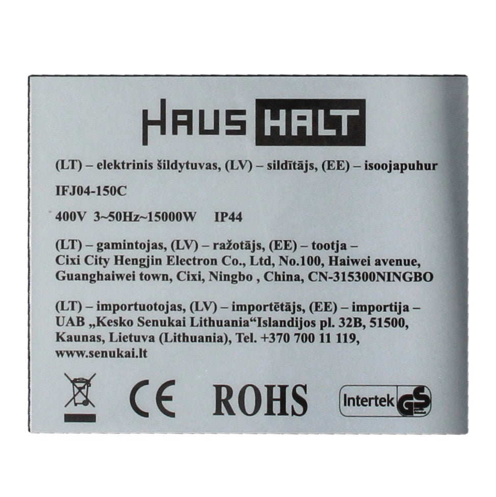 HausHalt IFJ04-150C Elektro Industrie Heizgerät 400 V 15 kW 4 Leistungsstufen 150 m² ( 51331375 ) für Werkstatt, Keller, Baustelle etc. inkl. Überhitzungsschutz