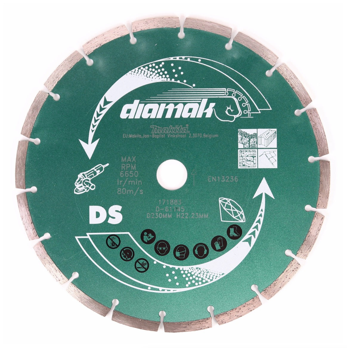 Disque à tronçonner diamanté Makita Diamak 230 x 22,32 mm 1 pièce (D-61145) pour béton de pierre