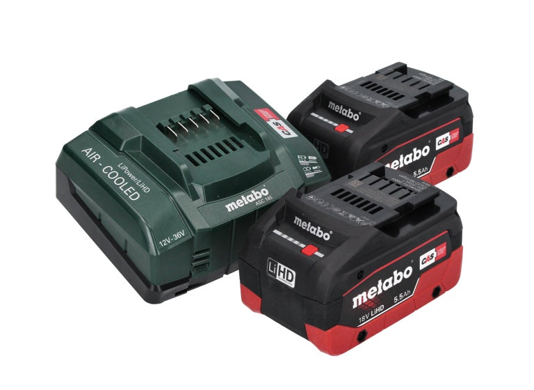 Metabo AS 18 L PC Aspirateur à batterie compact 18 V 6 l IPX4 classe de poussière L humide et sec + 2x batteries 5,5 Ah + chargeur