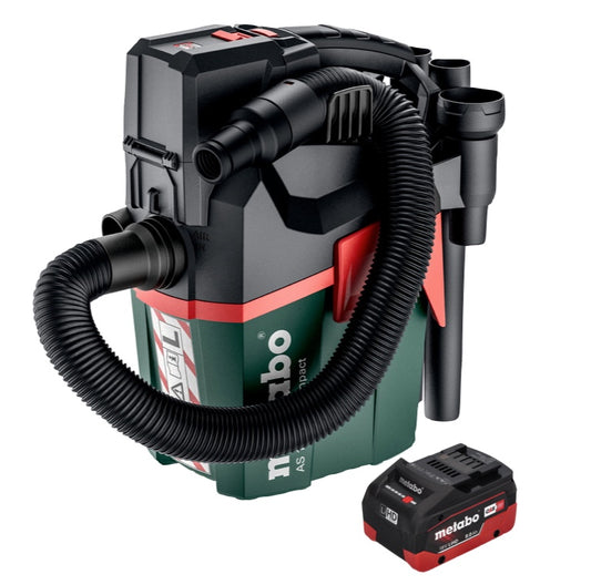 Metabo AS 18 L PC Compact Akku Sauger 18 V 6 l IPX4 Staubklasse L Nass und Trocken + 1x Akku 8,0 Ah - ohne Ladegerät