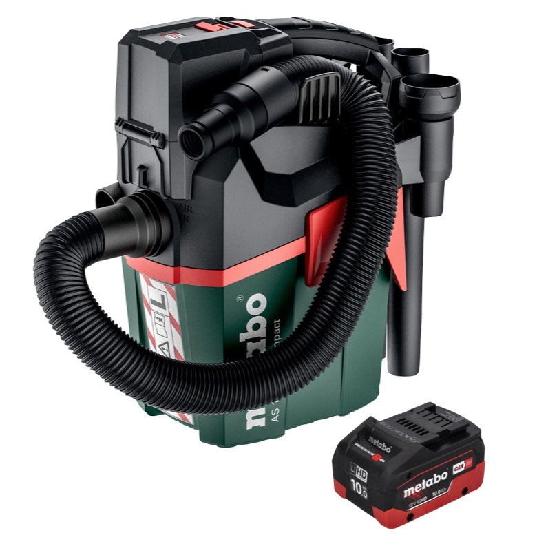 Metabo AS 18 L PC Aspirateur à batterie compact 18 V 6 l IPX4 classe de poussière L humide et sec + 1x batterie 10,0 Ah - sans chargeur