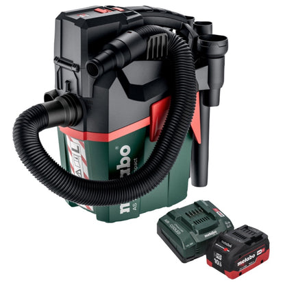 Metabo AS 18 L PC Aspirateur à batterie compact 18 V 6 l IPX4 classe de poussière L humide et sec + 1x batterie 10,0 Ah + chargeur