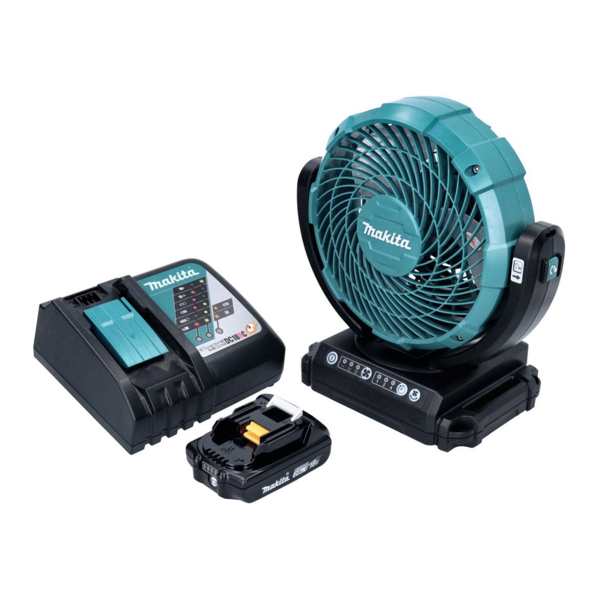 Ventilateur sur batterie Makita DCF 102 RA1 18 V 18 cm + 1x batterie 2,0 Ah + chargeur