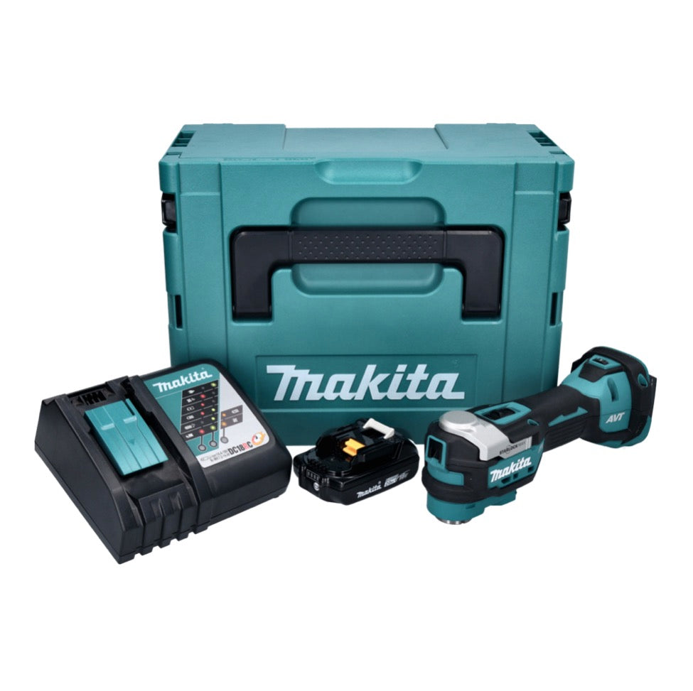 Makita DTM 52 RA1J outil multifonction à batterie 18 V Starlock Max Brushless + 1x batterie 2,0 Ah + chargeur + Makpac