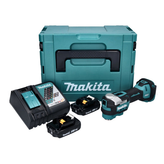 Makita DTM 52 RAJ Akku Multifunktionswerkzeug 18 V Starlock Max Brushless + 2x Akku 2,0 Ah + Ladegerät + Makpac