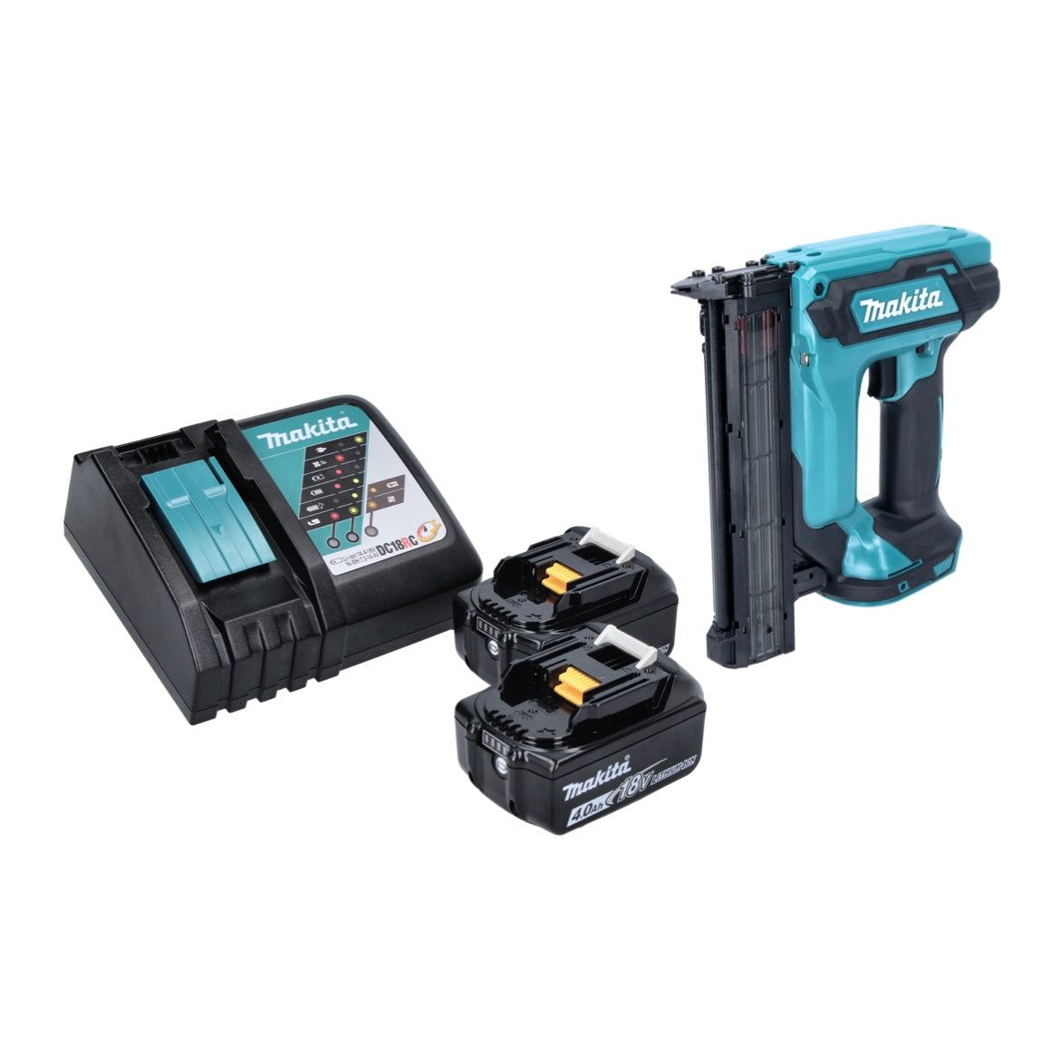 Makita DFN 350 RM Akku Stauchkopfnagler 18 V 15 - 35 mm + 2x Akku 4,0 Ah + Ladegerät