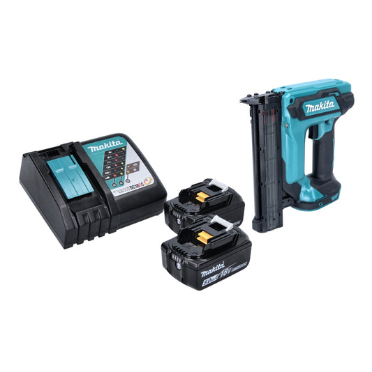 Makita DFN 350 RT Cloueur à tête d'emballage sur batterie 18 V 15 - 35 mm + 2x batteries 5,0 Ah + chargeur