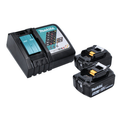 Makita DFN 350 RT Cloueur à tête d'emballage sur batterie 18 V 15 - 35 mm + 2x batteries 5,0 Ah + chargeur