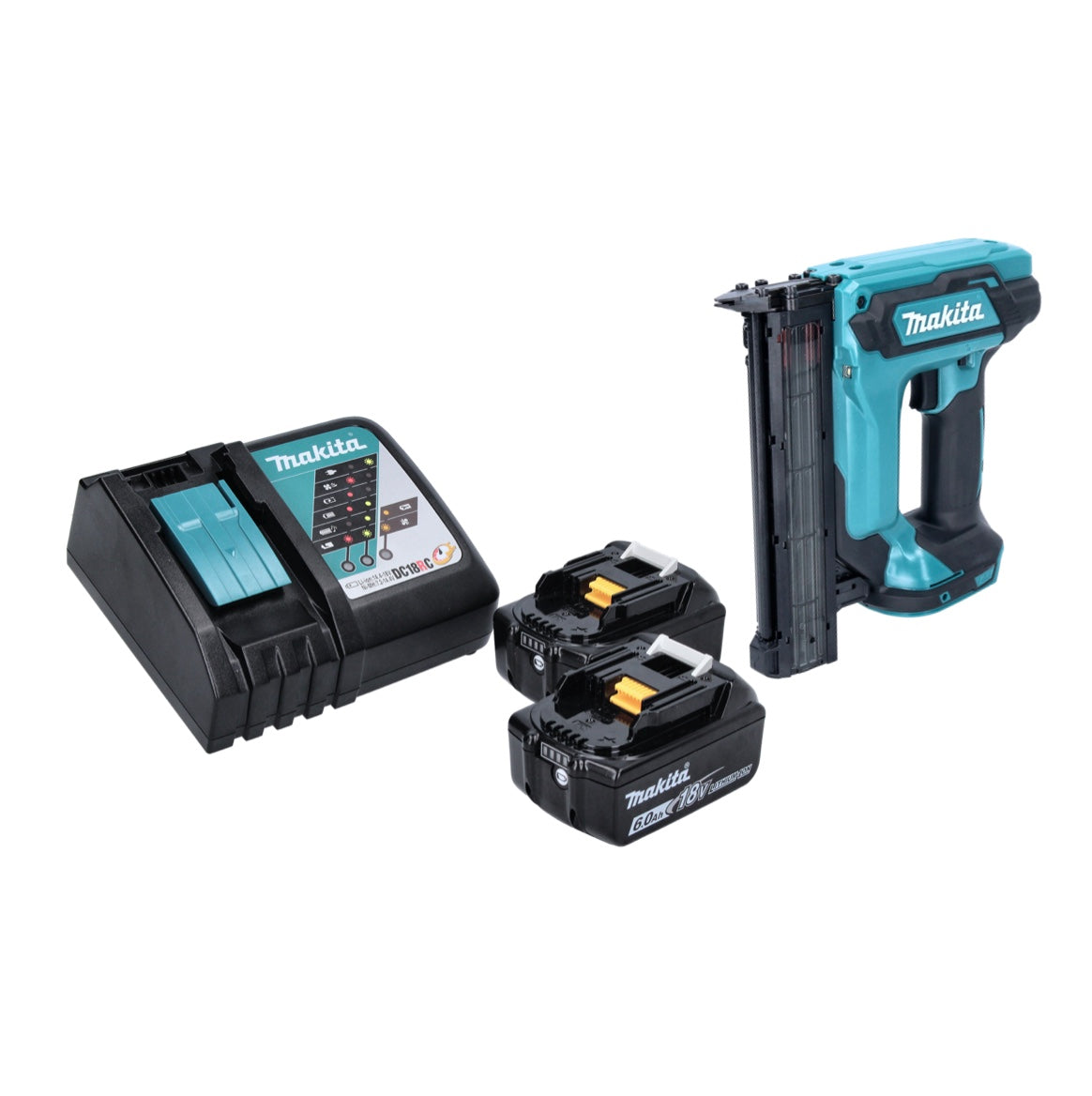 Makita DFN 350 RG Akku Stauchkopfnagler 18 V 15 - 35 mm + 2x Akku 6,0 Ah + Ladegerät