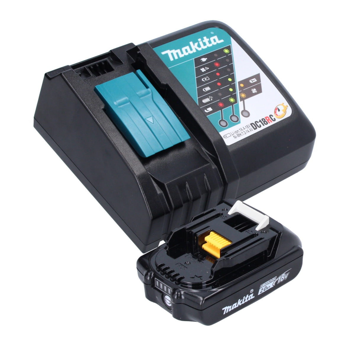 Makita DFN 350 RA1J Cloueur à tête d'emballage avec batterie 18 V 15 - 35 mm + 1x batterie 2,0 Ah + chargeur + Makpac