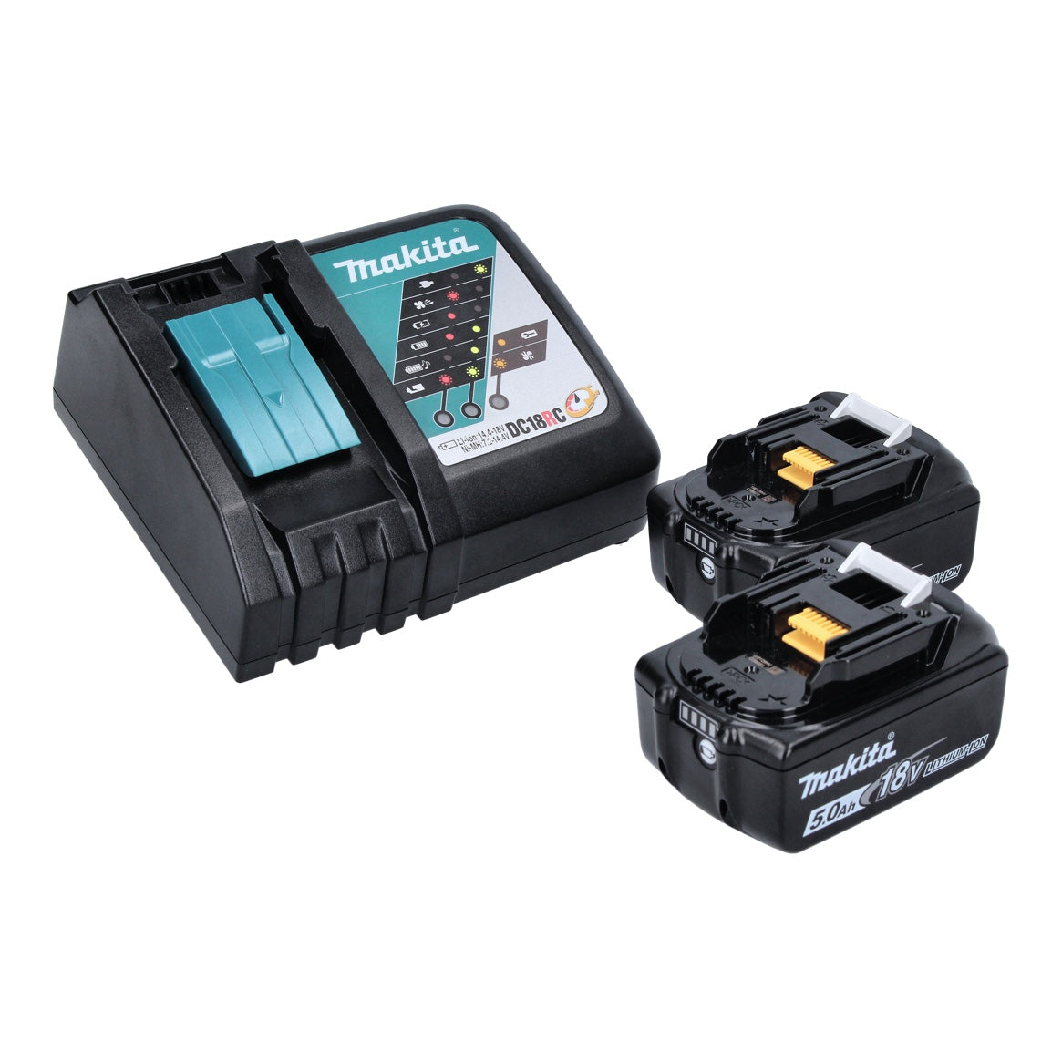 Makita DFN 350 RTJ cloueuse à tête d'emballage sur batterie 18 V 15 - 35 mm + 2x batteries 5,0 Ah + chargeur + Makpac