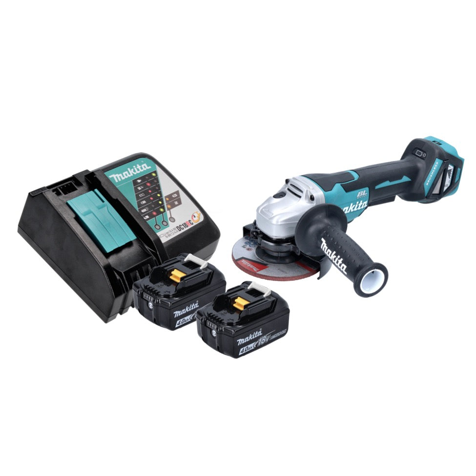 Makita DGA 515 RM Akku Winkelschleifer 18 V 125 mm Brushless + 2x Akku 4,0 Ah + Ladegerät