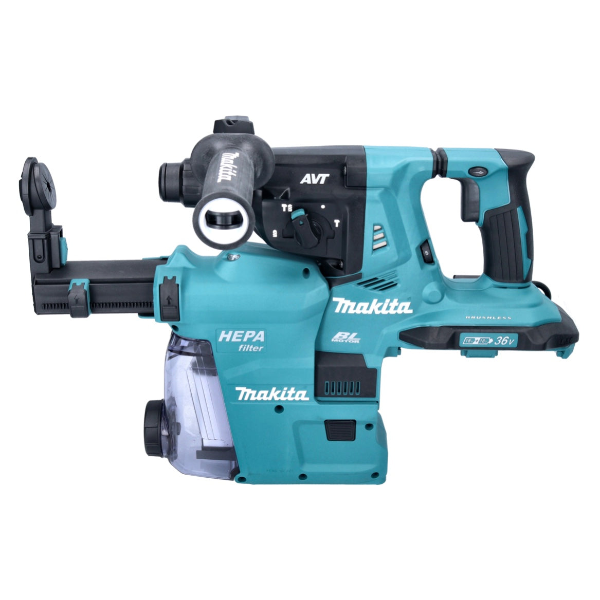 Makita DHR 280 ZWJ Akku Bohrhammer 36 V ( 2x 18 V ) 2,8 J SDS Plus Brushless + DX08 Staubabsaugung + Makpac - ohne Akku, ohne Ladegerät