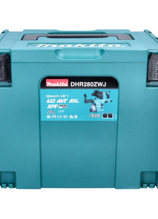 Makita DHR 280 ZWJ Akku Bohrhammer 36 V ( 2x 18 V ) 2,8 J SDS Plus Brushless + DX08 Staubabsaugung + Makpac - ohne Akku, ohne Ladegerät