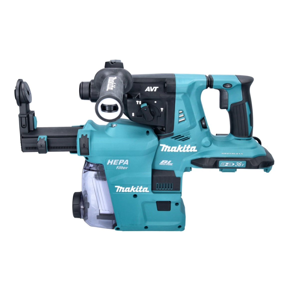 Makita DHR 280 RGWJ marteau perforateur sans fil 36 V (2x 18 V) 2,8 J SDS Plus sans balais + 2x batterie 6,0 Ah + chargeur + aspirateur DX08 + Makpac