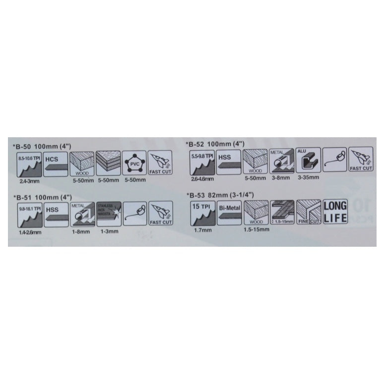 Makita Stichsägeblatt Sortiment B ( B-44426 ) 10 tlg. für Holz / Kunststoff / Metall / Parkett / Laminat