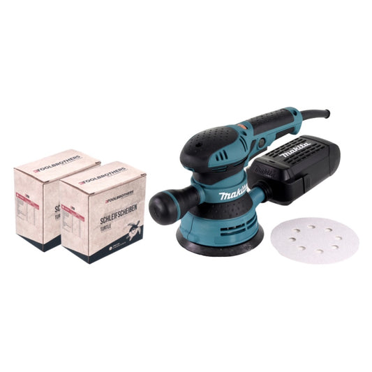 Makita BO 5041 Exzenterschleifer / Schleifmaschine 300 W 125 mm + 2x Toolbrothers TURTLE Schleifset - Toolbrothers