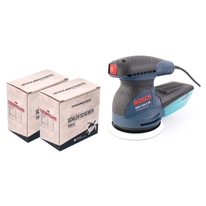 Bosch GEX 125-1 AE Exzenterschleifer 250 Watt 125 mm ( 0601387500 ) + 2x Toolbrothers TURTLE Schleifset - Toolbrothers