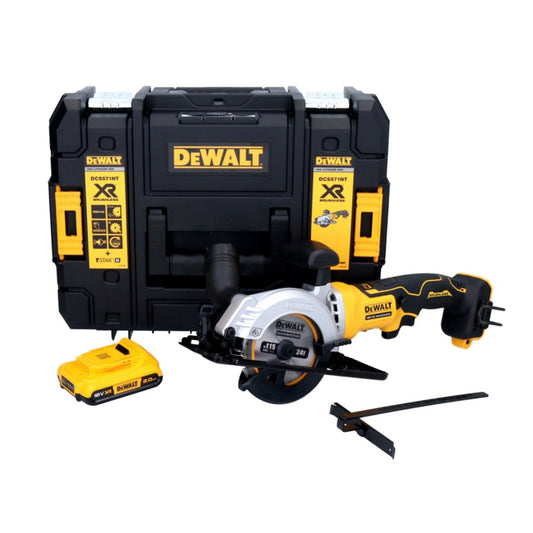 Scie circulaire sans fil DeWalt DCS 571 18 V 115 mm sans balais + 1x batterie 2,0 Ah + TSTAK - sans chargeur