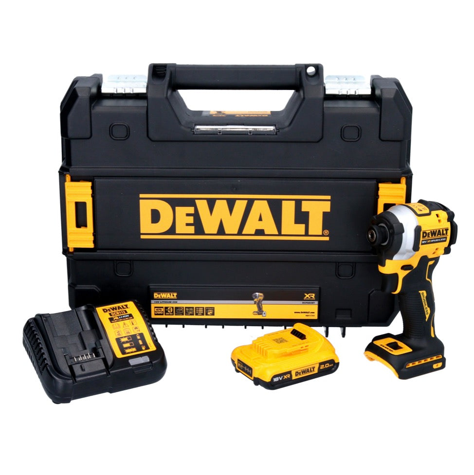 DeWalt DCF 850 D1 Akku Schlagschrauber 18 V 205 Nm 1/4" Brushless - 1x Akku 2,0 Ah + Ladegerät + TSTAK - Toolbrothers