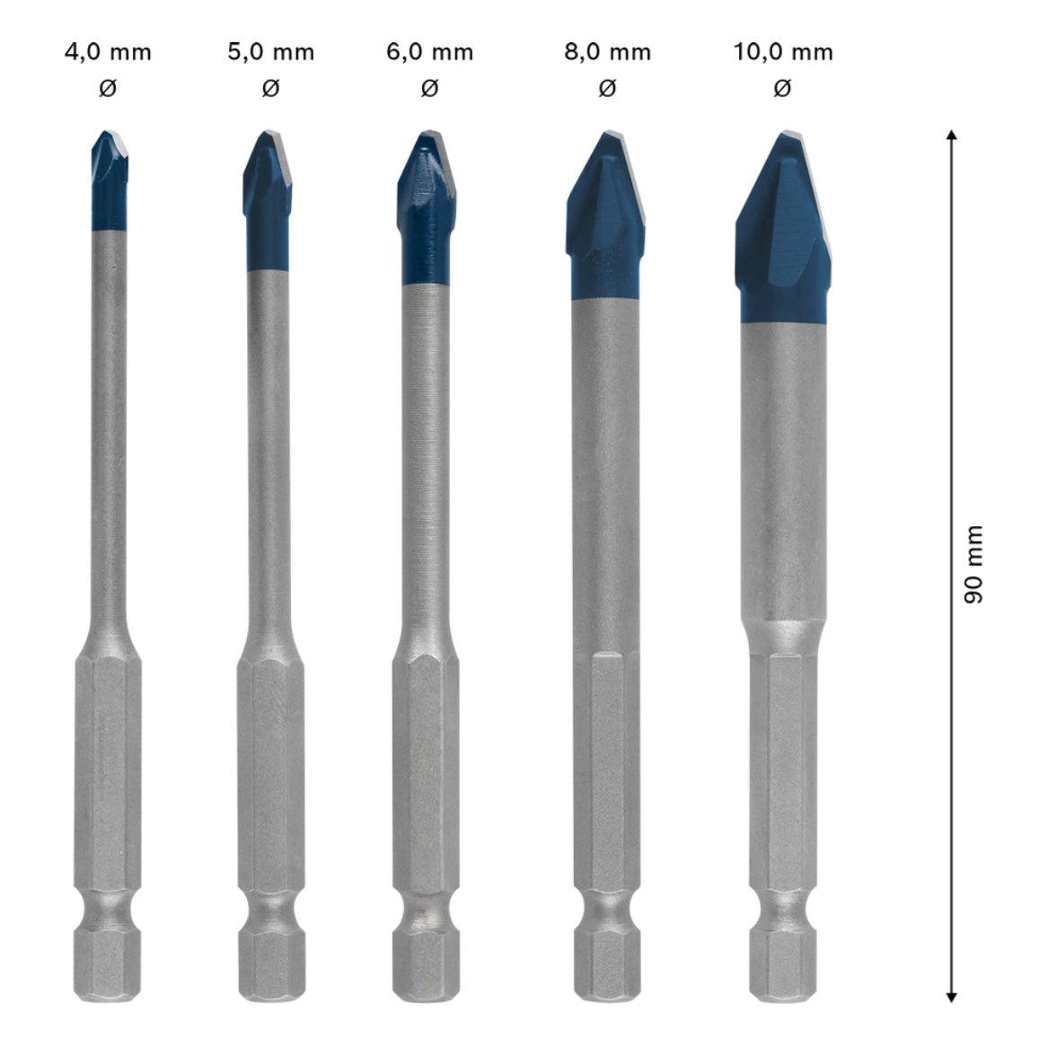 Bosch EXPERT HEX-9 HardCeramic Bohrer Set 4 - 10 mm 5 tlg. ( 2608900597 ) für Fliesen - Toolbrothers