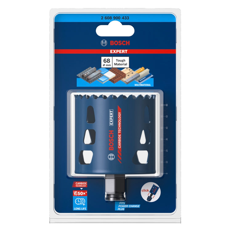 Bosch Expert Tough Material Lochsäge 68 x 60 mm ( 2608900433 ) Carbide Technology für Dreh- und Schlagbohrer