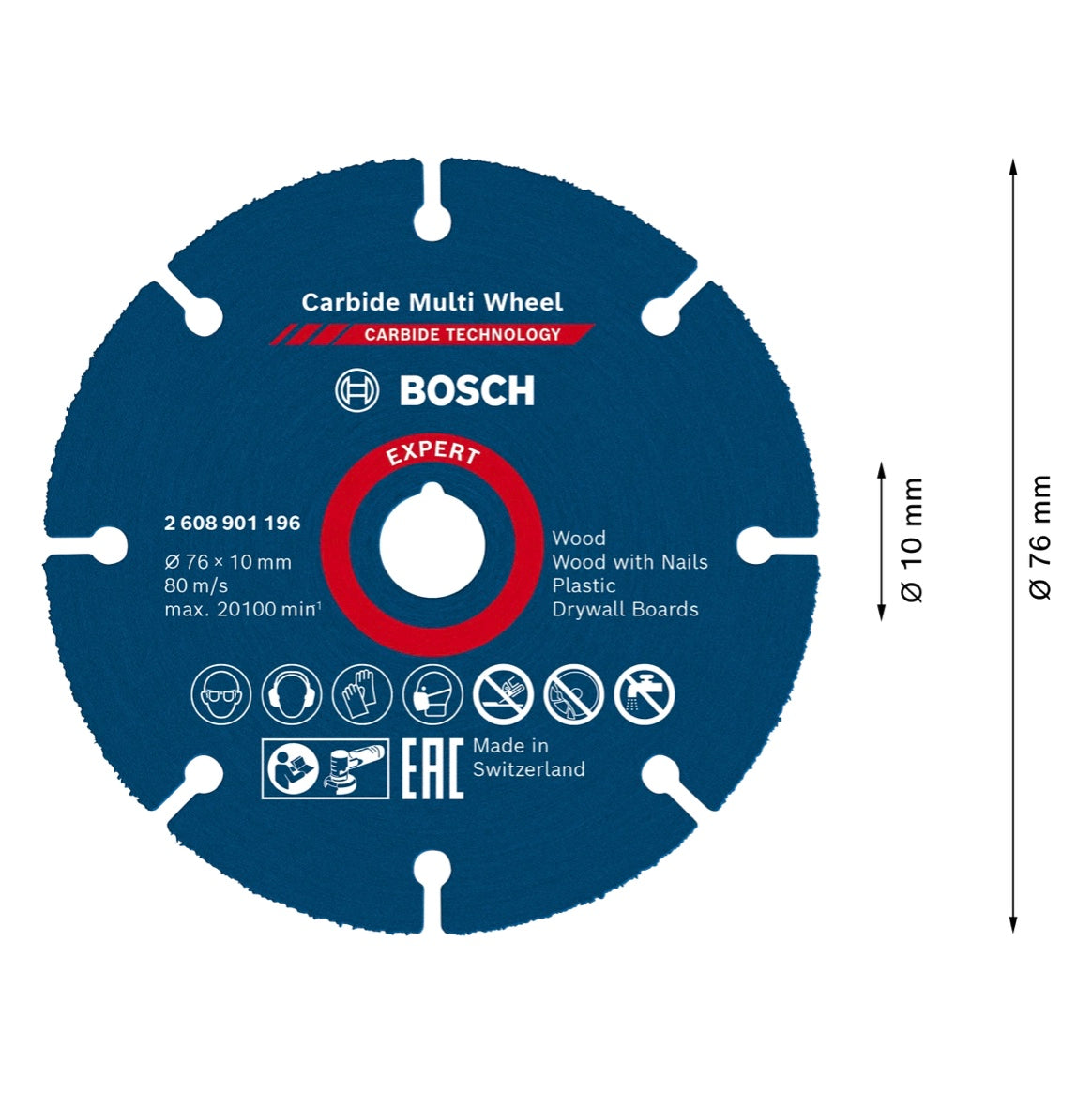 Disque à tronçonner Bosch EXPERT Carbide Multi Wheel 76 x 10 mm 1 pièce (2608901196) Carbide Technology