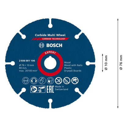 Bosch EXPERT Carbide Multi Wheel Trennscheibe 76 x 10 mm 1 Stk. ( 2608901196 ) Carbide Technology