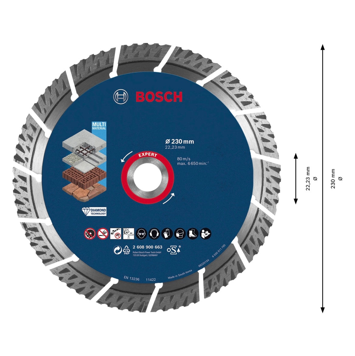 Bosch EXPERT MultiMaterial Diamant Trennscheibe 230 x 22,23 mm 1 Stk. ( 2608900663 ) Long Life - Toolbrothers