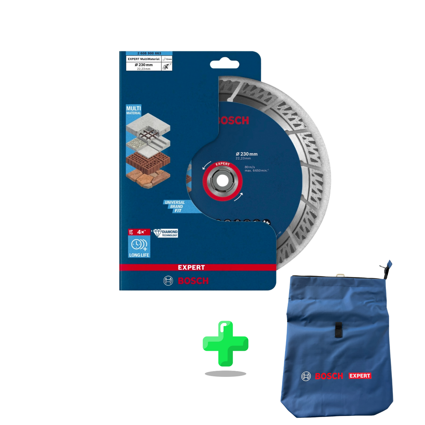 Bosch EXPERT Multi Material Diamant Trennscheibe + Bosch Expert Rucksack