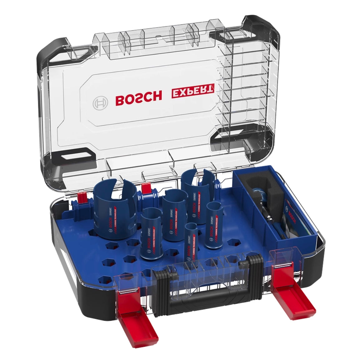 Bosch Expert Construction Material Lochsägen Set 10 tlg. 20 / 25 / 32 / 38 / 51 / 64 x 60 mm ( 2608900490 ) Carbide Technology für Dreh- und Schlagbohrer