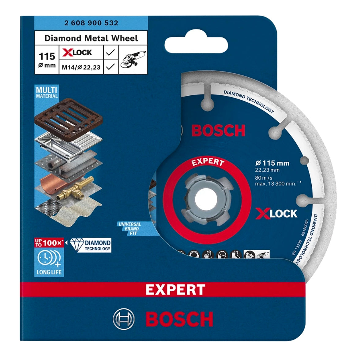 Bosch EXPERT Diamond Metal Wheel X-LOCK Trennscheibe 115 x 22,23 mm 1 Stk. ( 2608900532 ) Diamond Technology - Toolbrothers