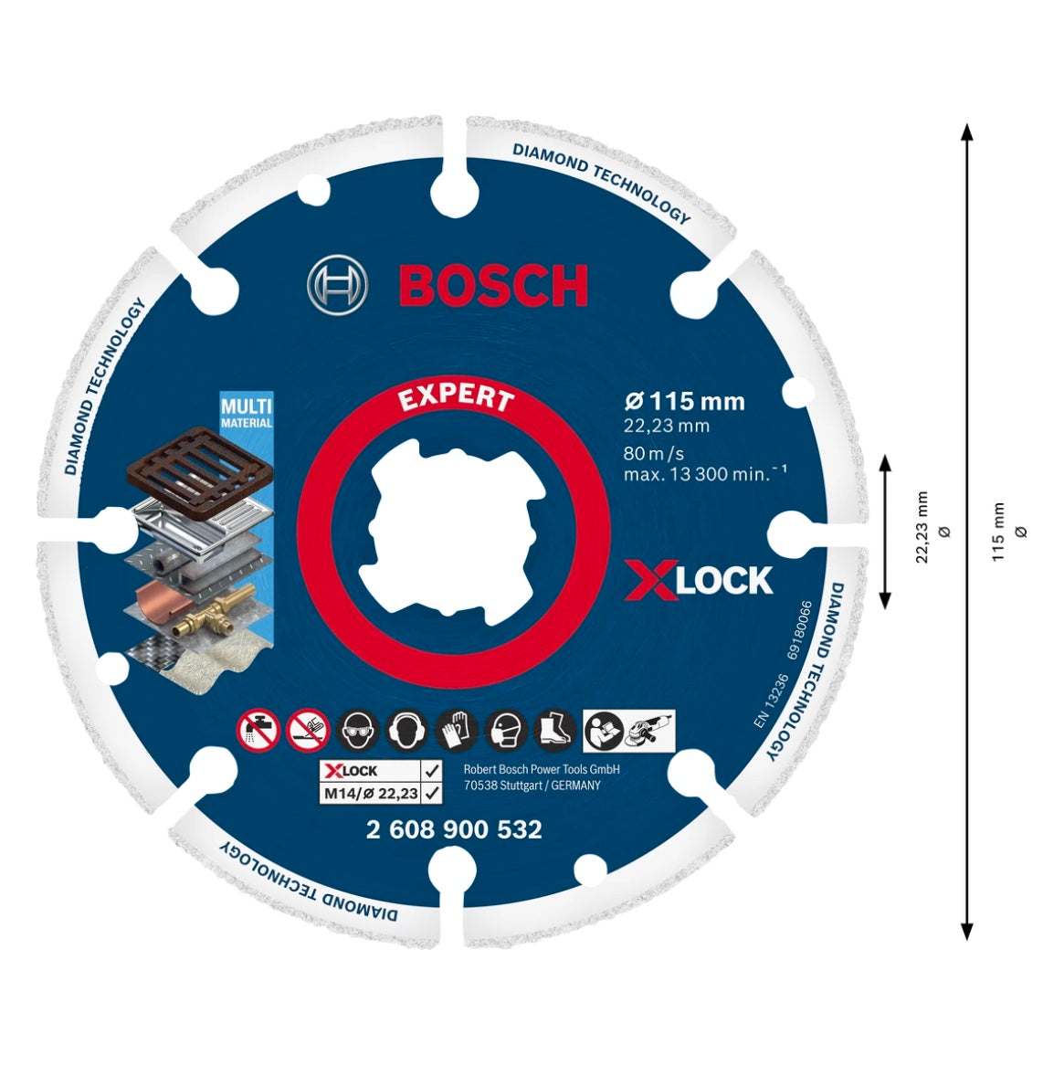 Bosch EXPERT Diamond Metal Wheel X-LOCK Trennscheibe 115 x 22,23 mm 1 Stk. ( 2608900532 ) Diamond Technology - Toolbrothers