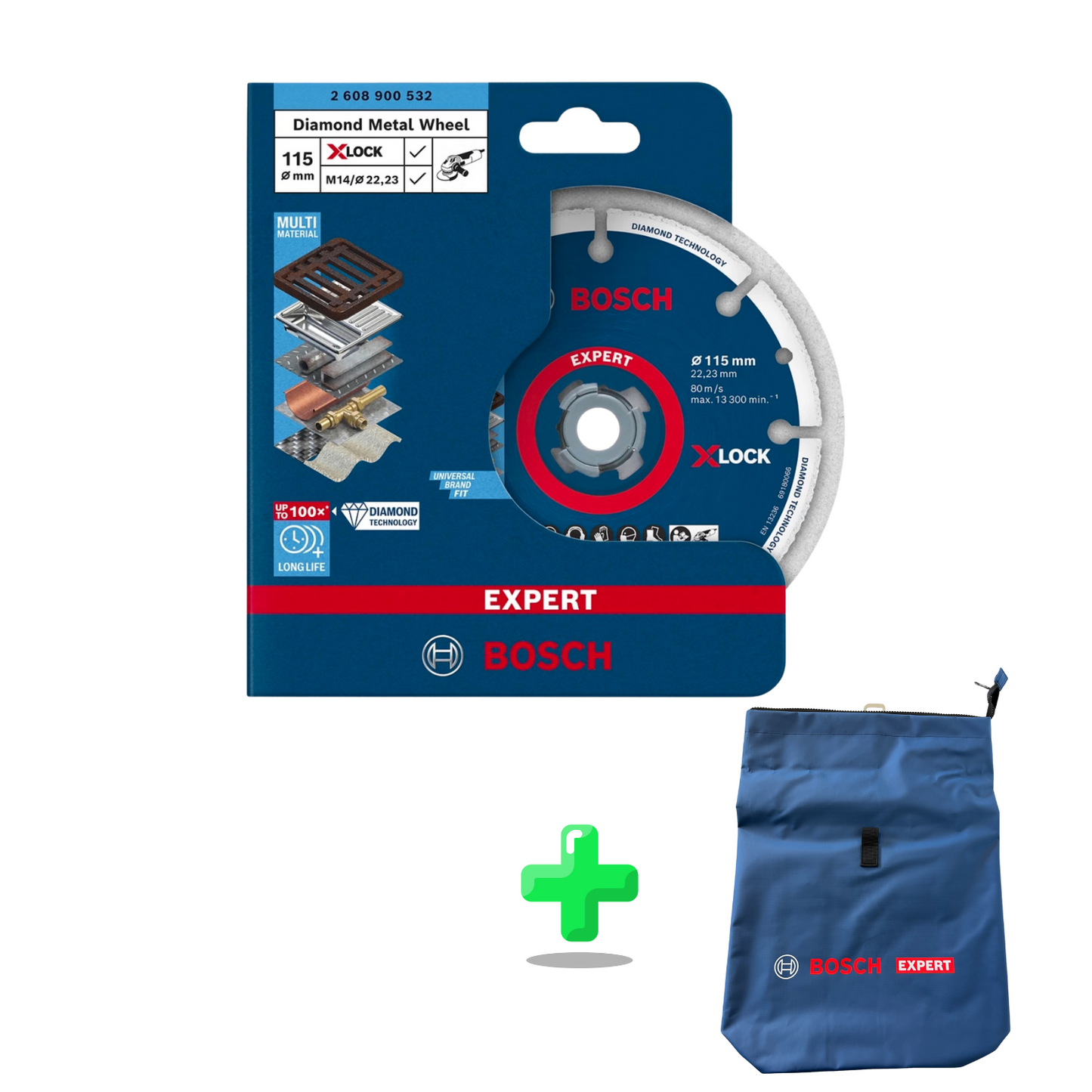 Bosch EXPERT Diamond Metal Wheel X-LOCK Trennscheibe + Bosch Expert Rucksack