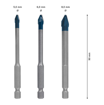 Bosch EXPERT HardCeramic HEX-9 Bohrer Set 5,0 - 8,0 x 90 mm 3 tlg. ( 2608900595 ) Carbide Technology