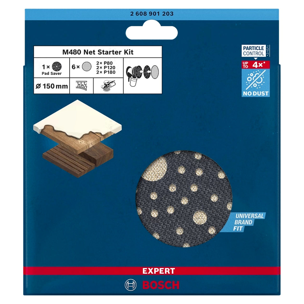 Bosch Expert M480 Starter Set Set de feuilles abrasives à structure maillée 7 pièces 150 mm (2608901203) Abrasif à mailles pour ponceuses excentriques