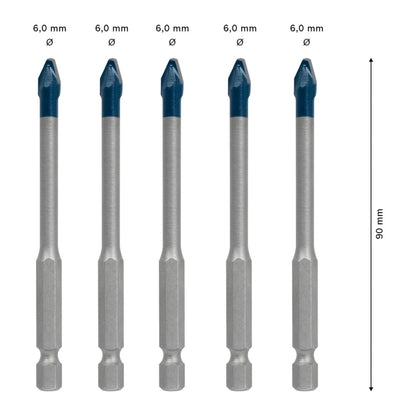 Bosch EXPERT HEX-9 HardCeramic Dachziegel Bohrer Set 6,0 x 90 mm 5 tlg. ( 2608900599 ) Carbide Technology - Toolbrothers