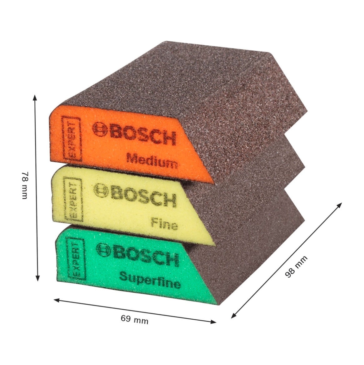 Bosch Expert S470 Combi Block Set 3 pièces 69 x 97 x 26 mm (2608901174) Moyen / Fin / Superfin