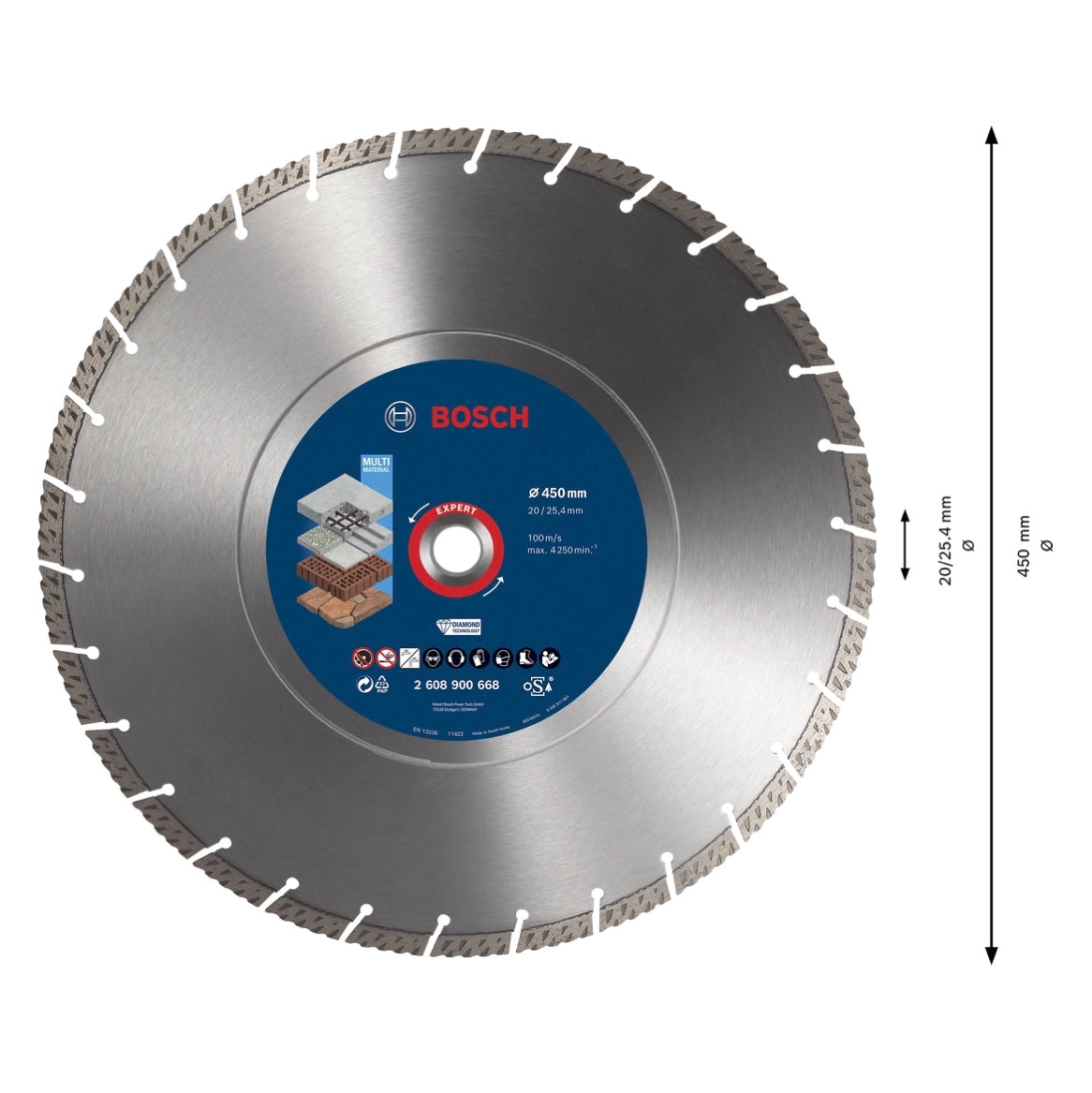 Bosch Expert MultiMaterial Diamant Trennscheibe 450 x 3,3 x 25,40  mm ( 2608900668 ) Diamond Technology für Tischsägen / Benzinsägen - Toolbrothers