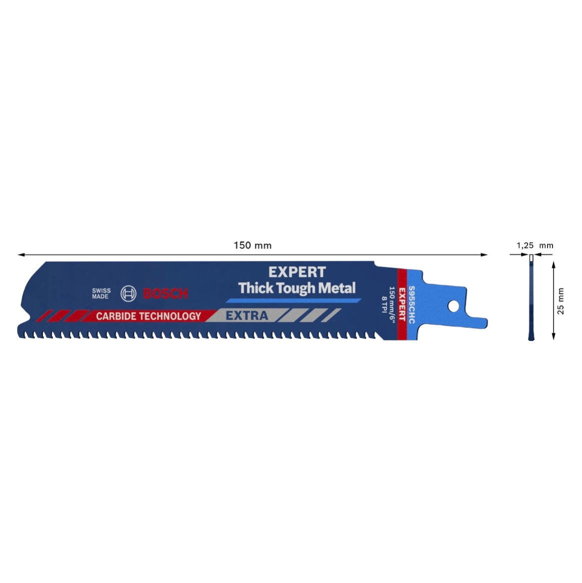 Bosch EXPERT Thick Tough Metal S 955 CHC Säbelsägeblatt 150 mm 10 Stk. ( 2608900367 ) Carbide Technology