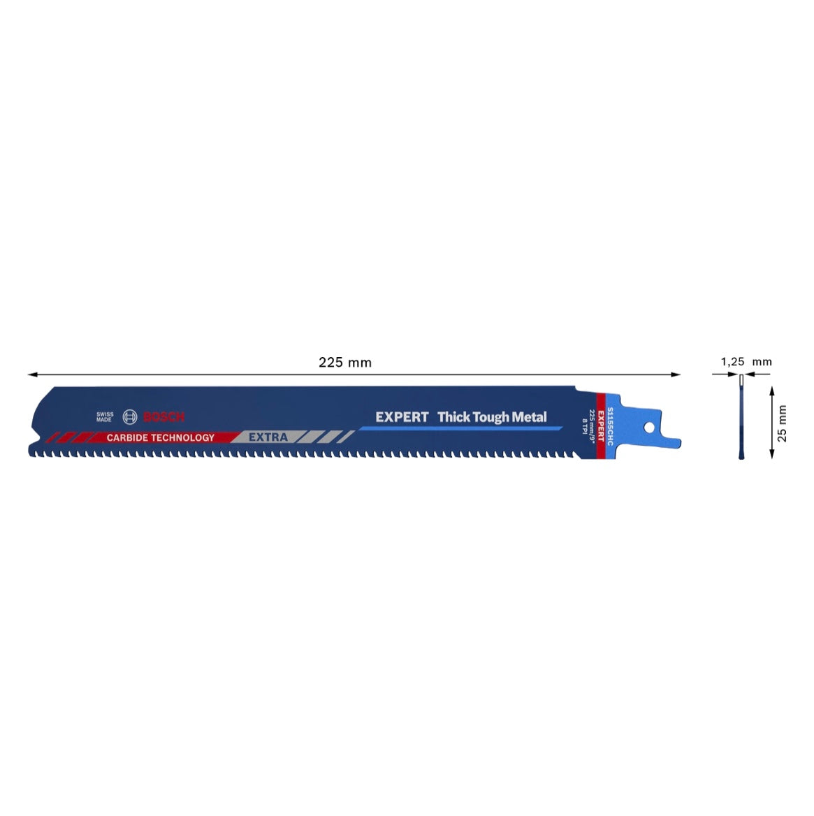 Bosch EXPERT Thick Tough Metal S 1155 CHC Säbelsägeblatt 225 mm 10 Stk. ( 2608900370 ) Carbide Technology