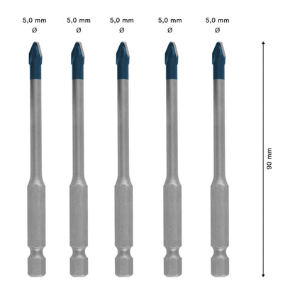 Bosch EXPERT HEX-9 HardCeramic Dachziegel Bohrer Set 5,0 x 90 mm 5 tlg. ( 2608900598 ) Carbide Technology - Toolbrothers