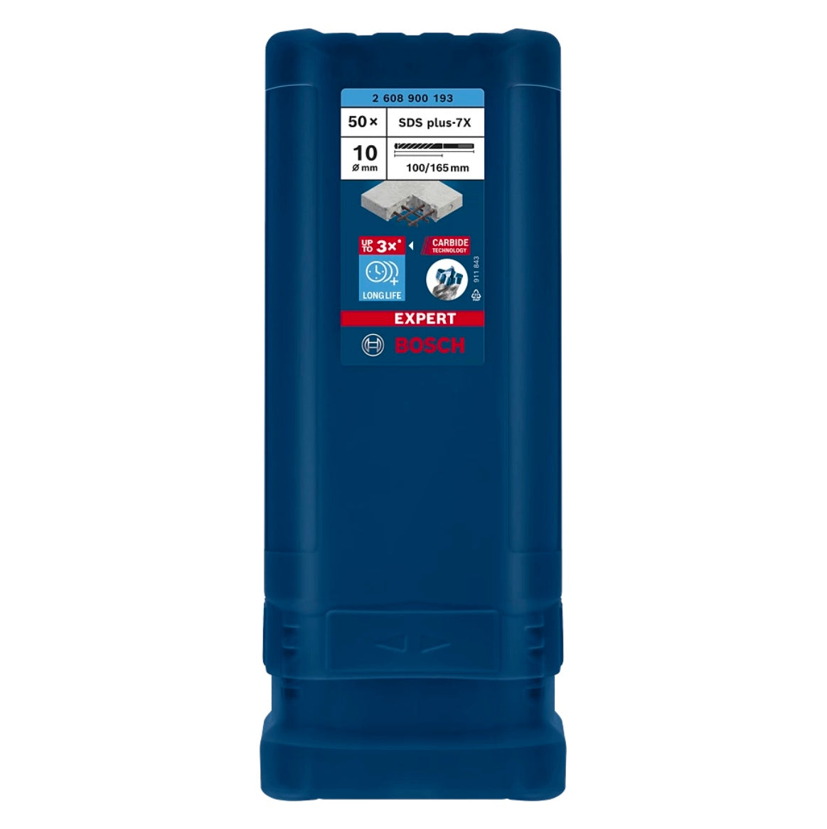 Bosch Expert SDS plus 7X marteau perforateur 10,0 x 165 mm 50 pièces (2608900193) 4 tranchants Technologie Carbure