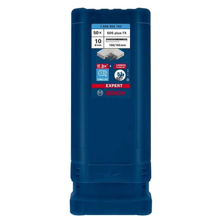 Bosch Expert SDS plus 7X marteau perforateur 10,0 x 165 mm 50 pièces (2608900193) 4 tranchants Technologie Carbure