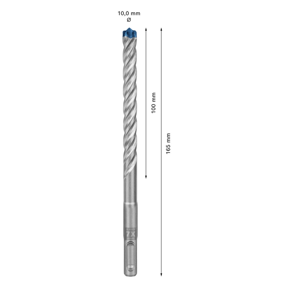 Bosch Expert SDS plus 7X marteau perforateur 10,0 x 165 mm 50 pièces (2608900193) 4 tranchants Technologie Carbure