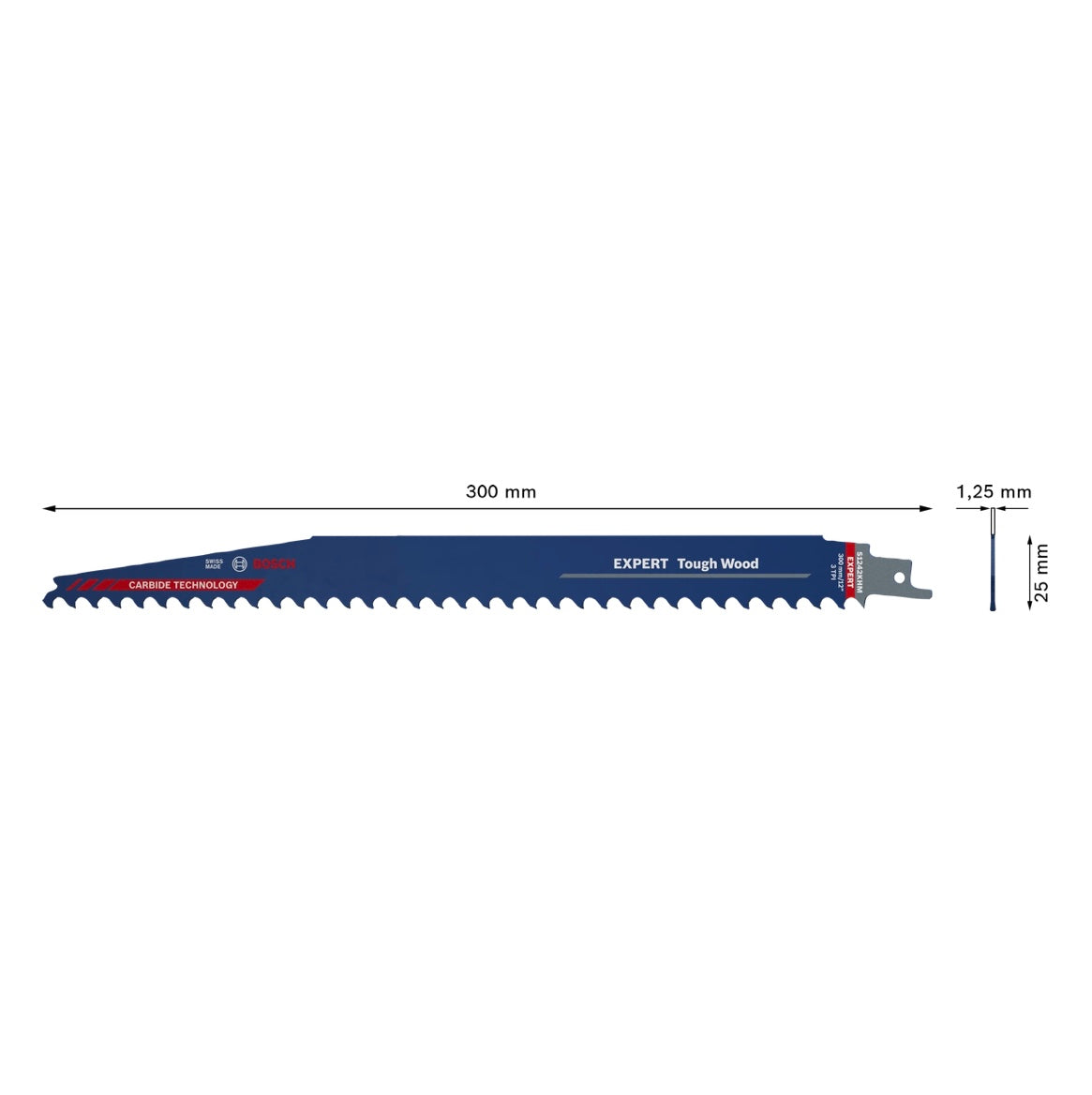 Bosch Expert S 1242 KHM Tough Wood Säbelsägeblatt 300 mm 3 TPI ( 2608900406 ) Carbide Technology