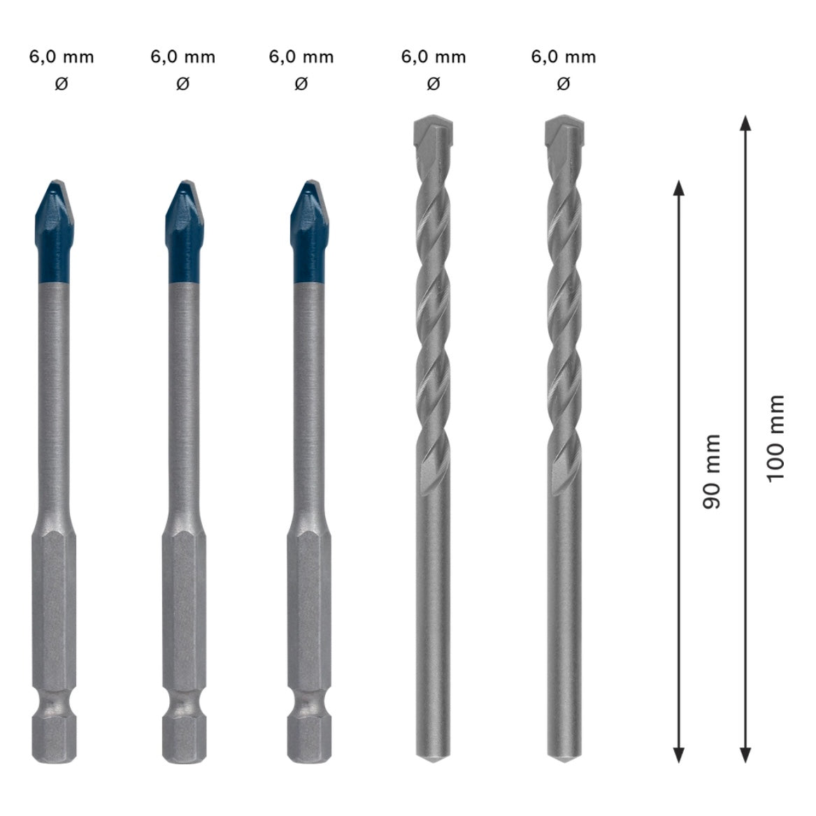 Bosch EXPERT HEX-9 HardCeramic Bohrer Mixed Set 6,0 mm 5 tlg. ( 2608900596 ) Carbide Technology - Toolbrothers