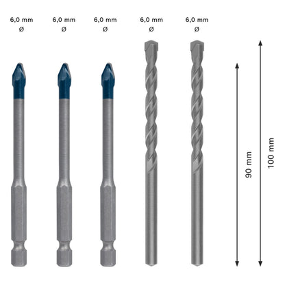 Bosch EXPERT HEX-9 HardCeramic Bohrer Mixed Set 6,0 mm 5 tlg. ( 2608900596 ) Carbide Technology - Toolbrothers