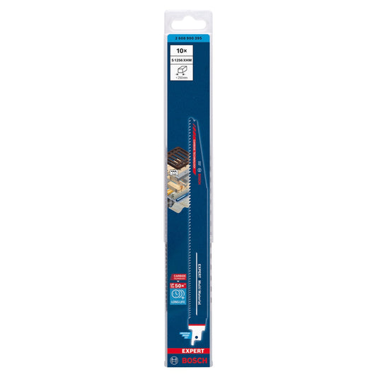 Bosch Expert S 1256 XHM Lame de scie sabre multi-matériaux 300 mm Lot de 10 (2608900395) Technologie Carbure